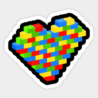 Heart With Building Blocks Bricks Men Boys Sticker